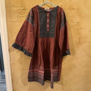 Indian Pakistani Red and Black Patterned Tunic Dress girl 8/9 years